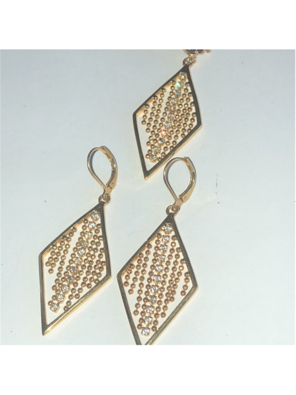 Joan Rivers Gold Tone Diamond-Shaped Dangle Earrings Pendant Set